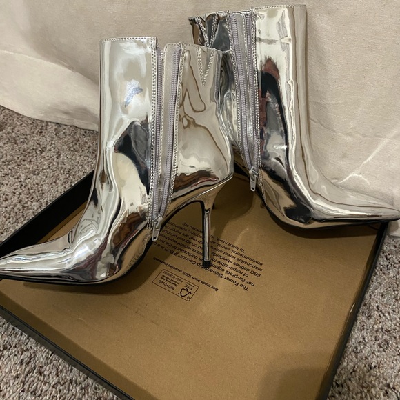 INC Metallic Silver Booties - Picture 2 of 3